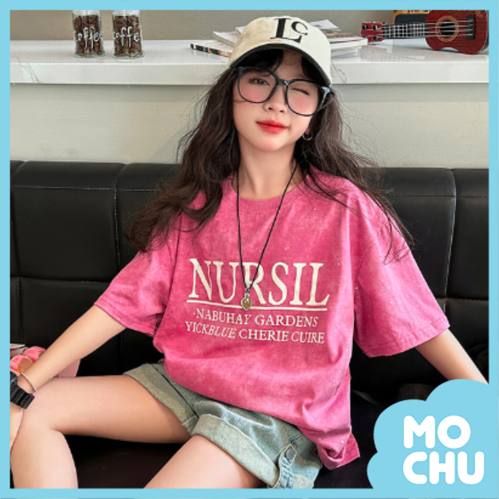 復古洗色字母寬鬆落肩上衣(二色)