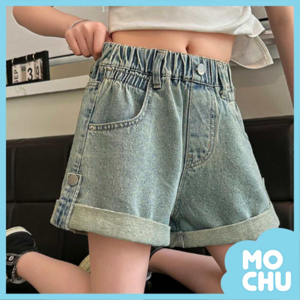 細亮鑽牛仔反折短褲