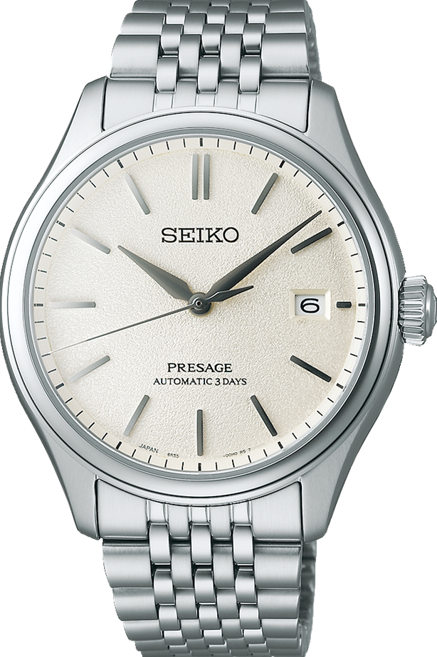 萬年鐘錶 - SEIKO Presage  絲綢感面盤不鏽鋼機械3日鍊男錶 SPB463J1 / 6R55-00H0S 錶徑40.2MM
