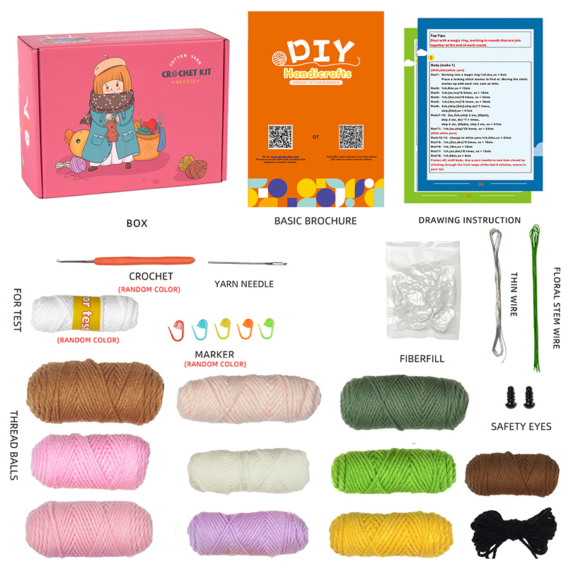 DIY鉤針編織大盆栽鬱金香+狗盆栽小雛菊材料包 M137