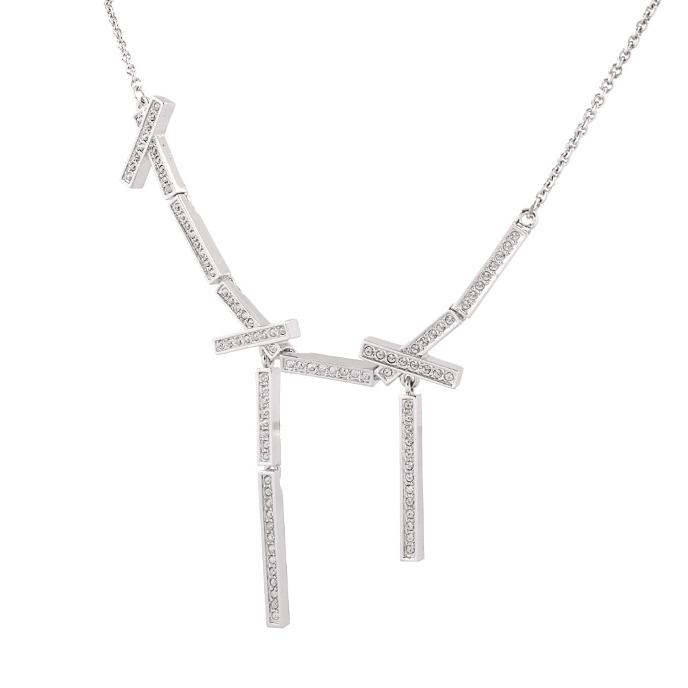 【SWAROVSKI】條狀水晶墜飾項鍊(銀色) 834989 F05
