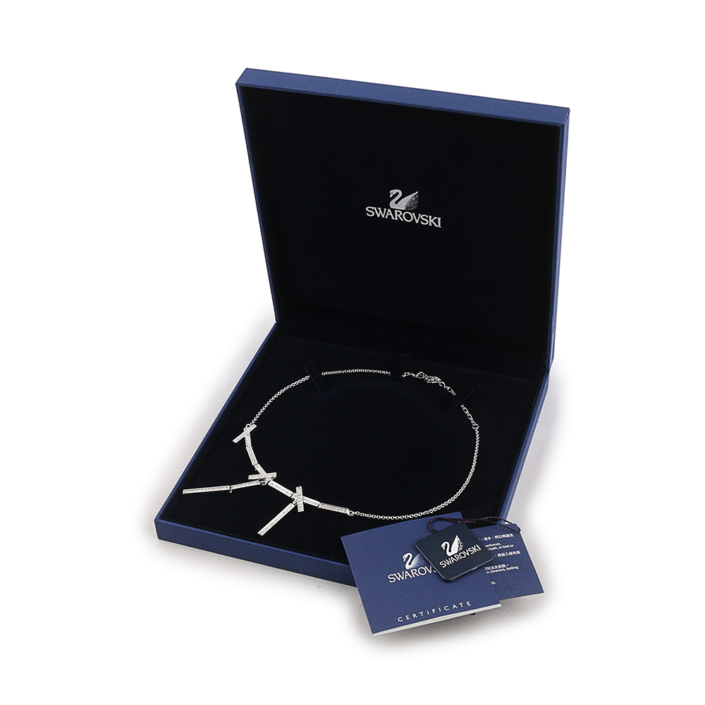 【SWAROVSKI】條狀水晶墜飾項鍊(銀色) 834989 F05