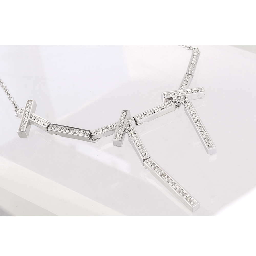 【SWAROVSKI】條狀水晶墜飾項鍊(銀色) 834989 F05