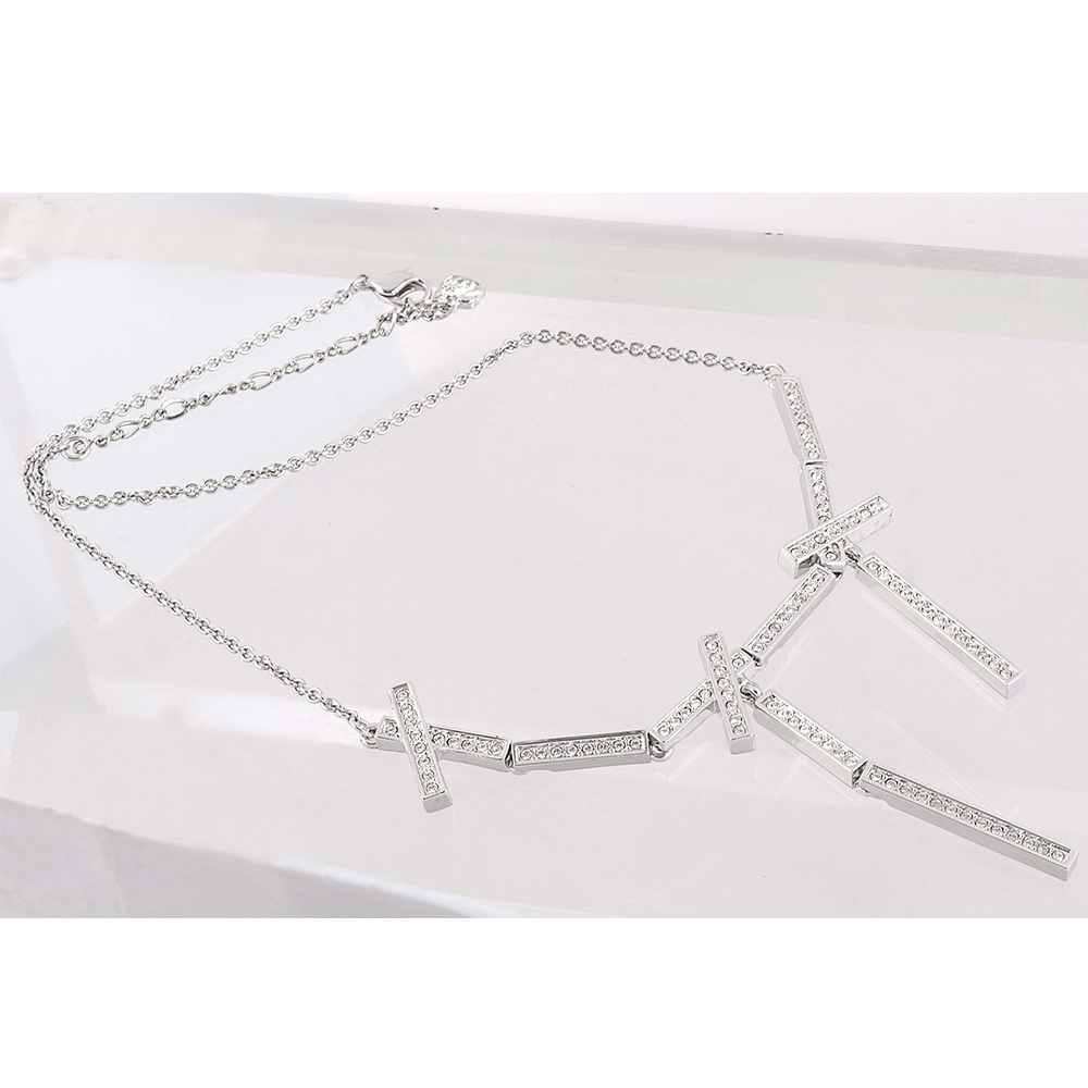 【SWAROVSKI】條狀水晶墜飾項鍊(銀色) 834989 F05