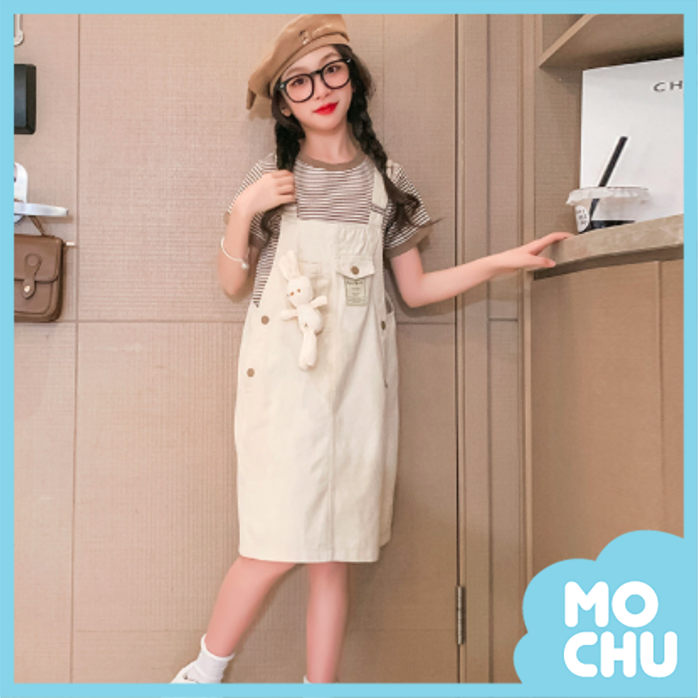 條紋上衣兔子背帶裙套裝