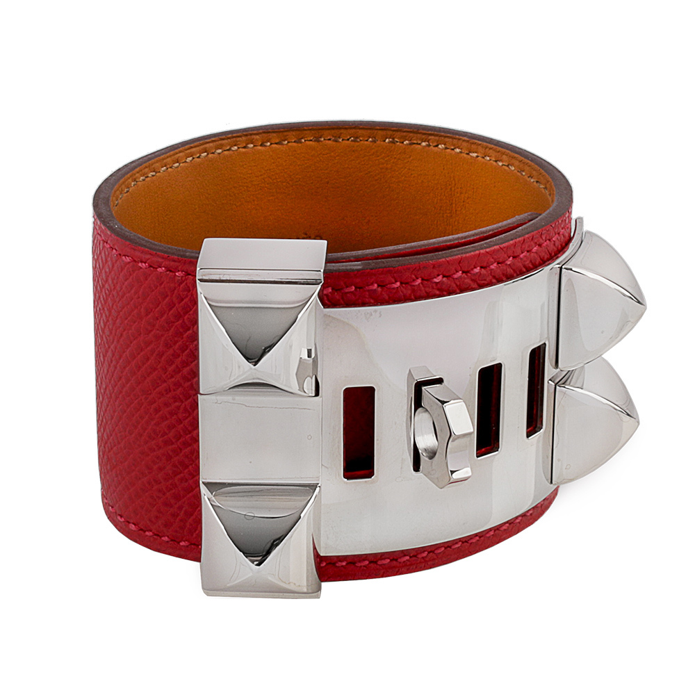 【Hermès】EPSOM皮 鉚釘銀釦CDC手環 (S)