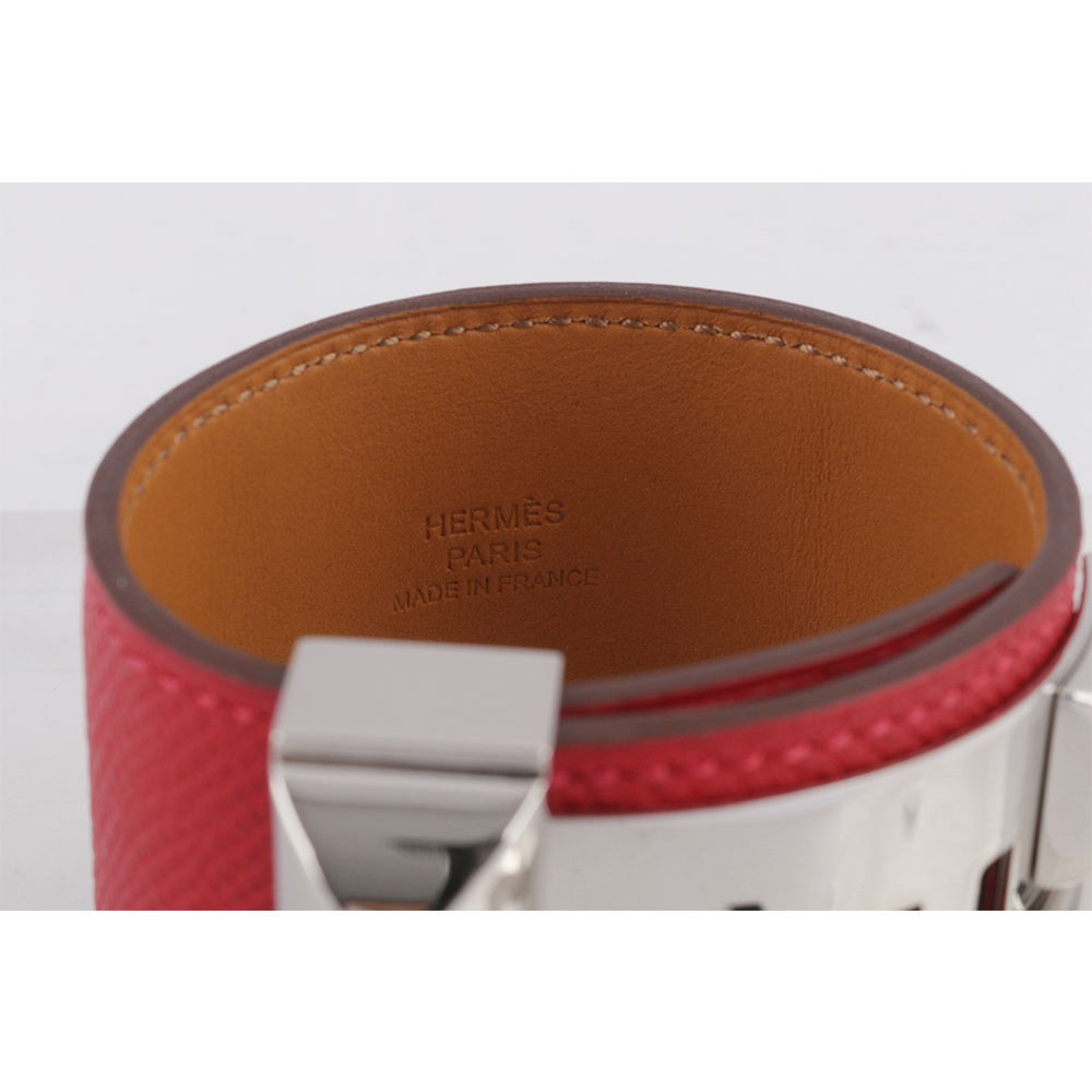 【HERMES】EPSOM皮 鉚釘銀釦CDC手環 (S)(紅色) HE44000069