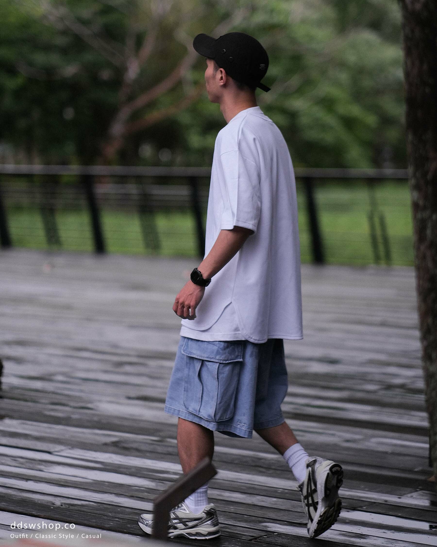 "現貨" D.CLOSET 太空棉 落肩 圓弧下擺 開岔短袖 8.1 o.z.