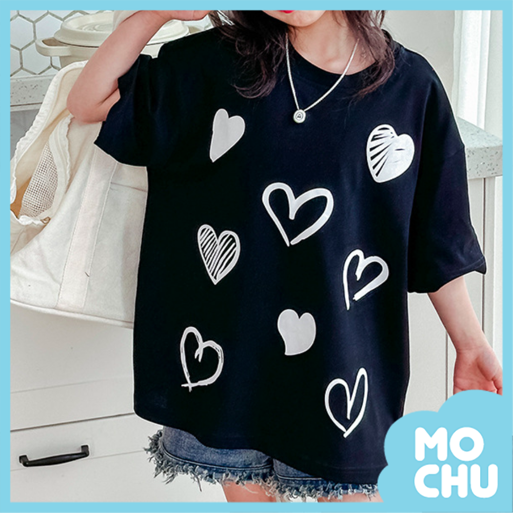 手繪愛心寬版上衣(二色)