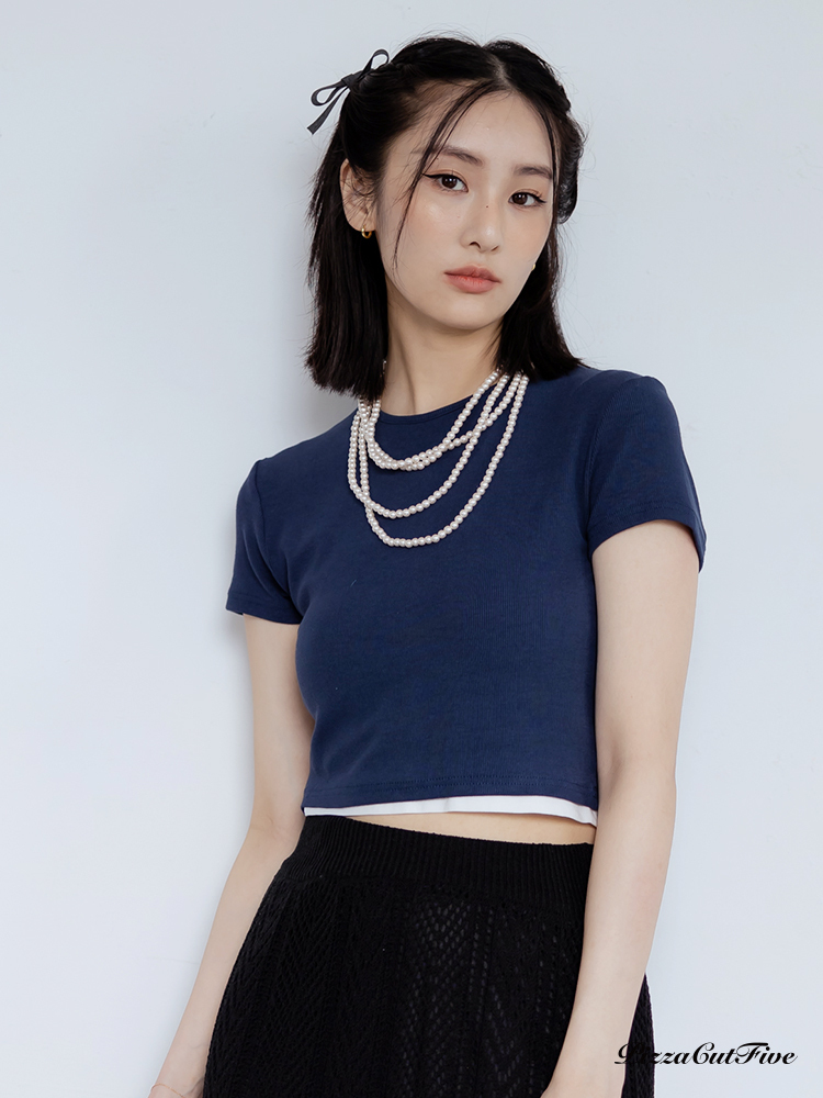 [SALE]簡約短版素色圓領短袖上衣 PizzaCutFive PCF241404018