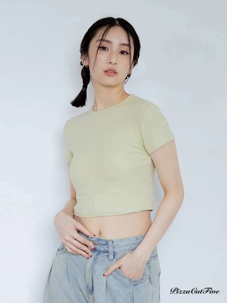 [SALE]簡約短版素色圓領短袖上衣 PizzaCutFive PCF241404018