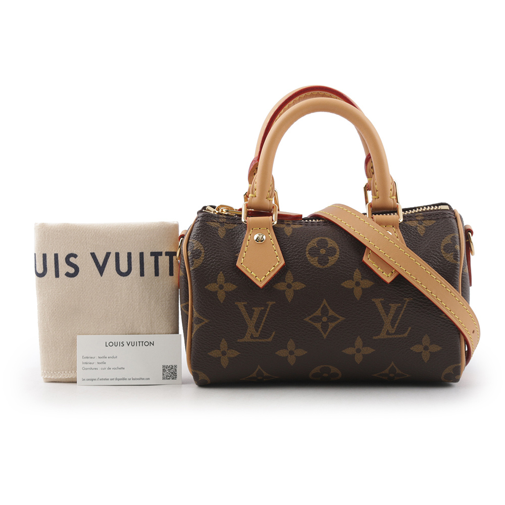 【Louis Vuitton / LV】Monogram Nano Speedy 塗層帆布二用包 M81085