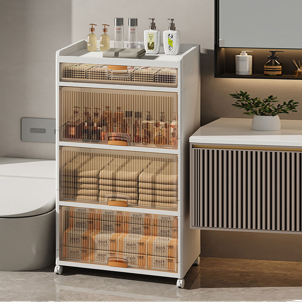 【AOTTO】58面寬附輪掀蓋四層收納櫃(AC-207)