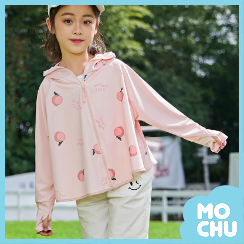 粉嫩水蜜桃連帽防曬外套