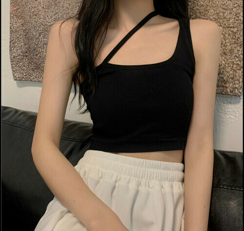 熱賣帶胸墊吊帶背心【黑色】【均碼】