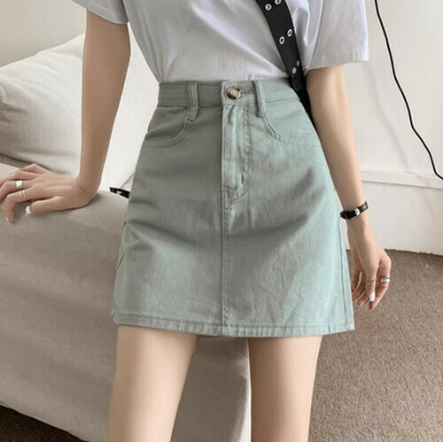 Hot Selling Denim Skirt [Light Green] [S-XL] (please contact customer service to confirm the delivery size after placing the order)