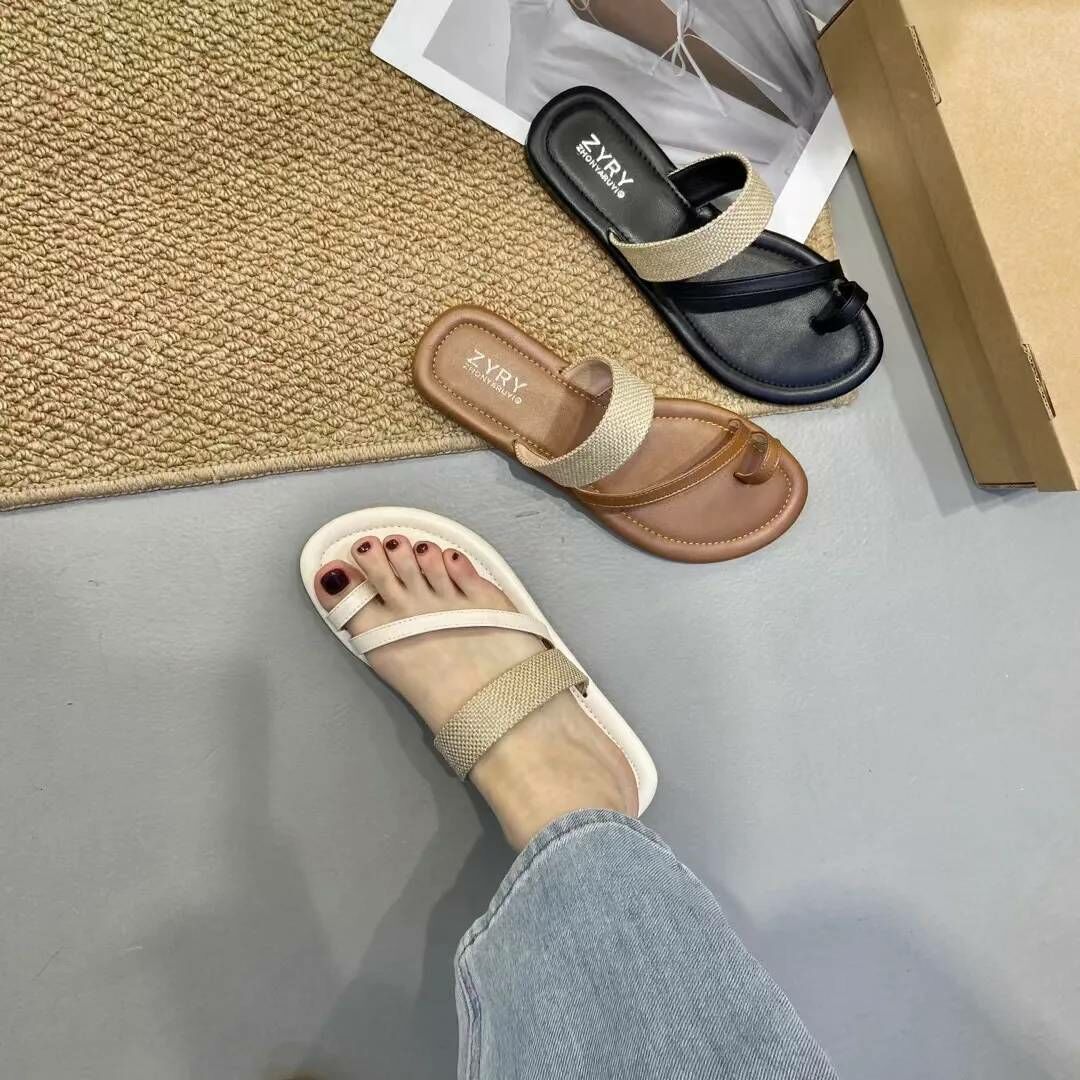 套趾編織曲線拖鞋