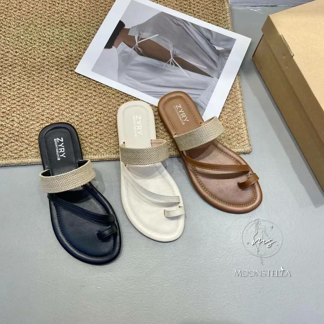 套趾編織曲線拖鞋