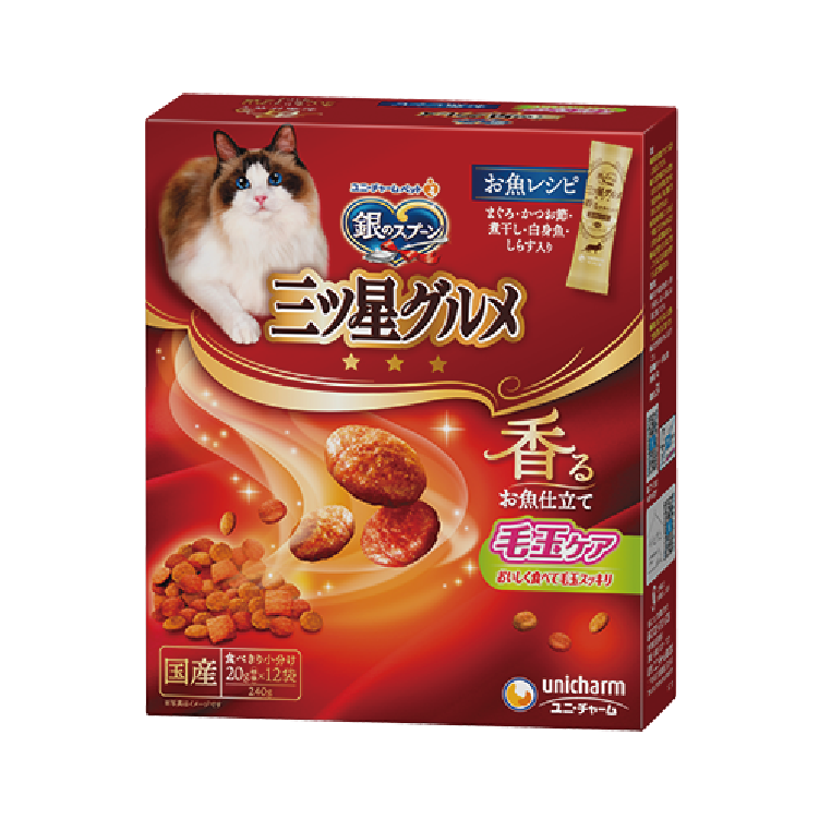 Unicharm｜銀湯匙 三星美食去毛球魚 味餅乾套餐 240g (UIC-5061)