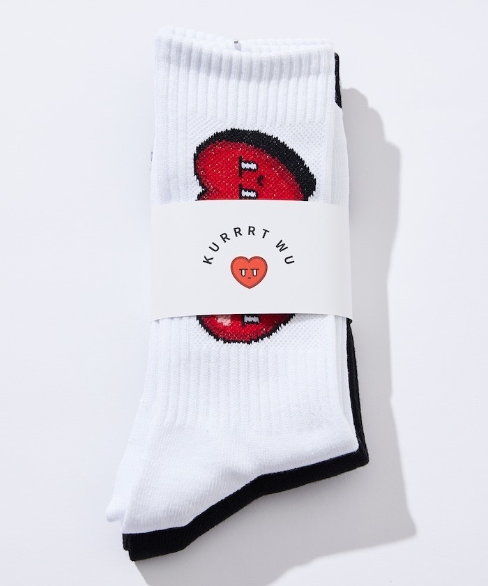 🇯🇵 Kurt Wu X FREAK'S STORE Triple Love 襪子 長襪 兩入 愛心 台灣插畫家 / 預購