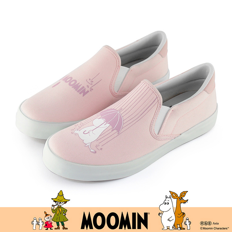 Paidal x Moomin姆明谷 雨季休閒鞋懶人鞋不彎腰鞋-淺櫻粉