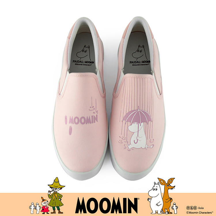 Paidal x Moomin姆明谷 雨季休閒鞋懶人鞋不彎腰鞋-淺櫻粉