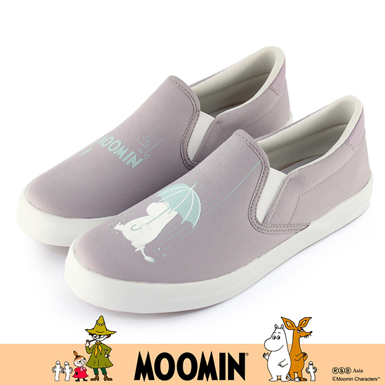 Paidal x Moomin姆明谷 雨季休閒鞋懶人鞋不彎腰鞋-紫藕灰