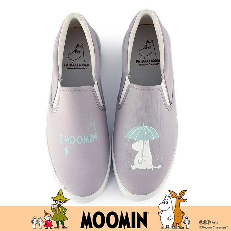 Paidal x Moomin姆明谷 雨季休閒鞋懶人鞋不彎腰鞋-紫藕灰