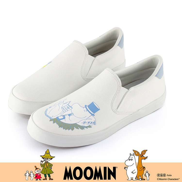 Paidal x Moomin姆明谷 姆明爸爸閱讀休閒鞋懶人鞋不彎腰鞋-白