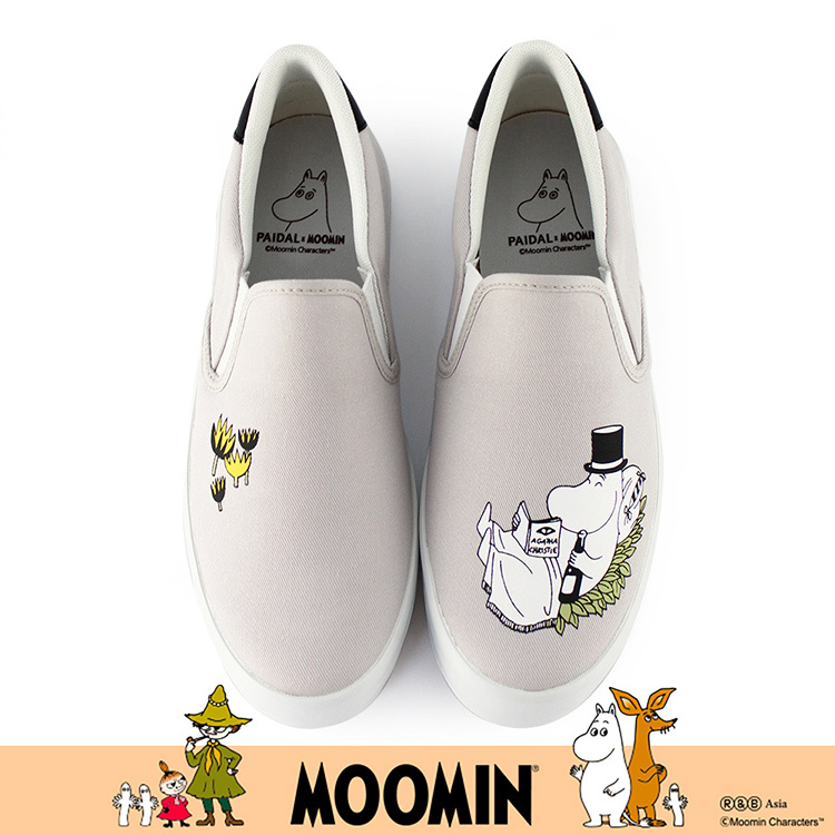 Paidal x Moomin姆明谷 姆明爸爸閱讀休閒鞋懶人鞋不彎腰鞋-灰