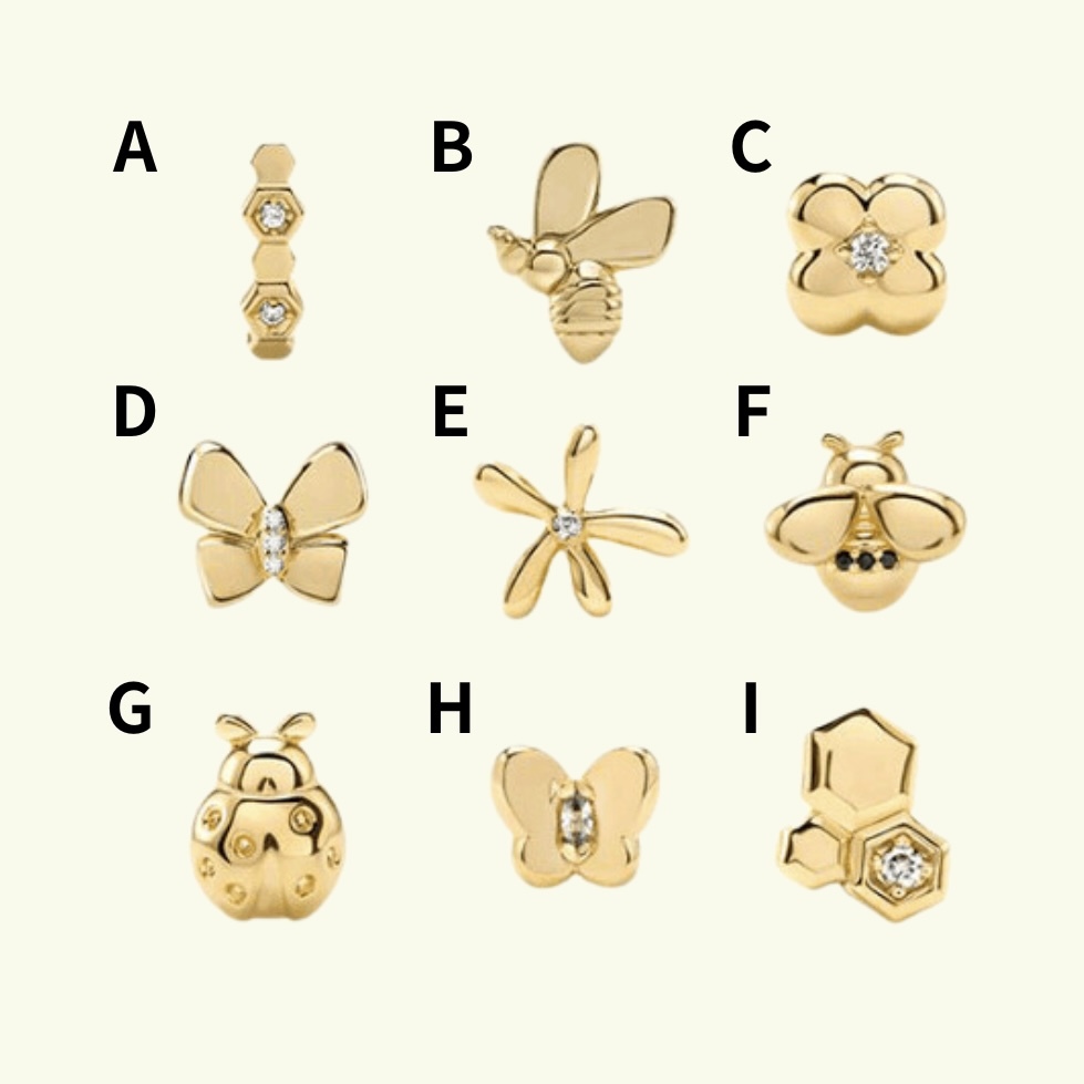 18K金花園系列耳釘 (單隻發售)