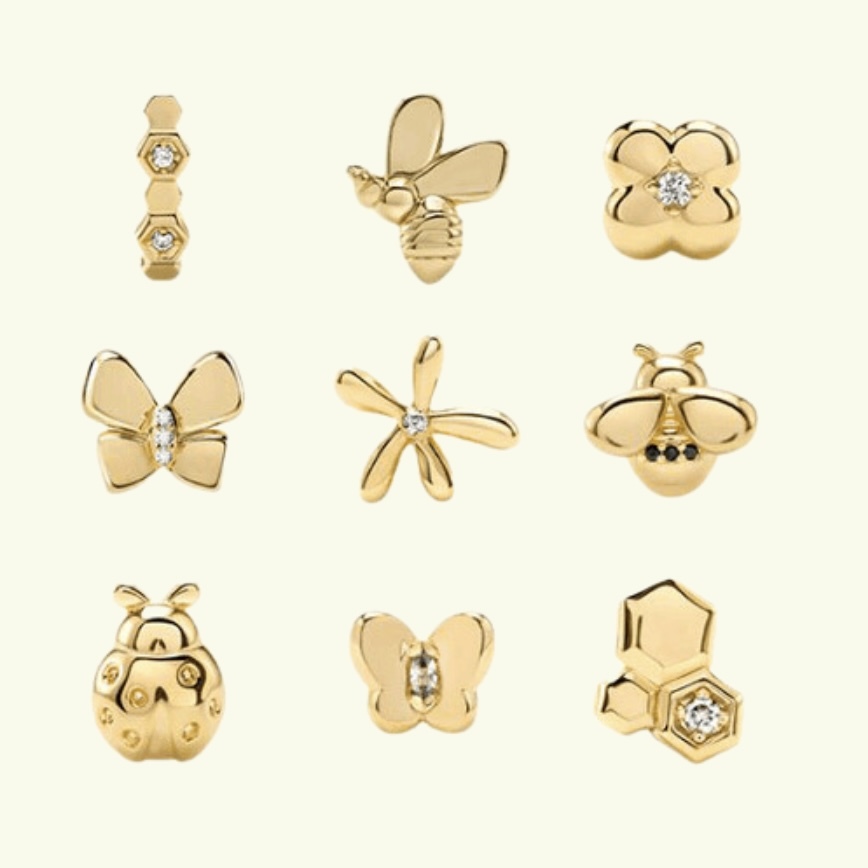 18K金花園系列耳釘 (單隻發售)