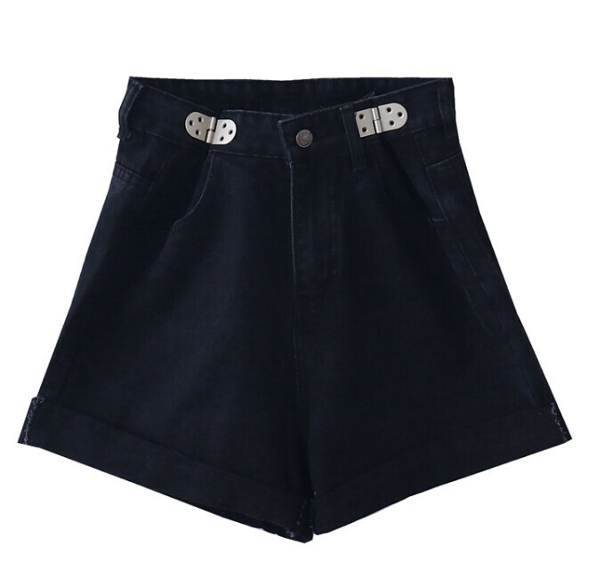 Hot Selling Curled Denim Shorts [Black] [Size S-L] (please contact customer service to confirm the delivery size after placing the order)