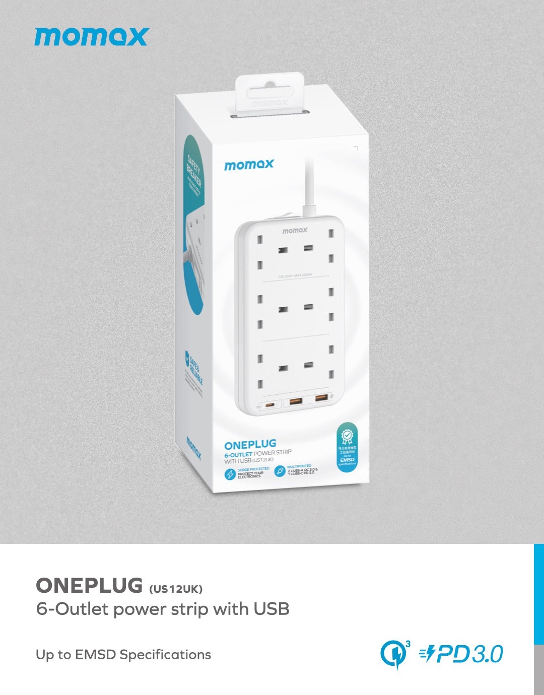 Momax OnePlug 6位排插+1C2A 20W