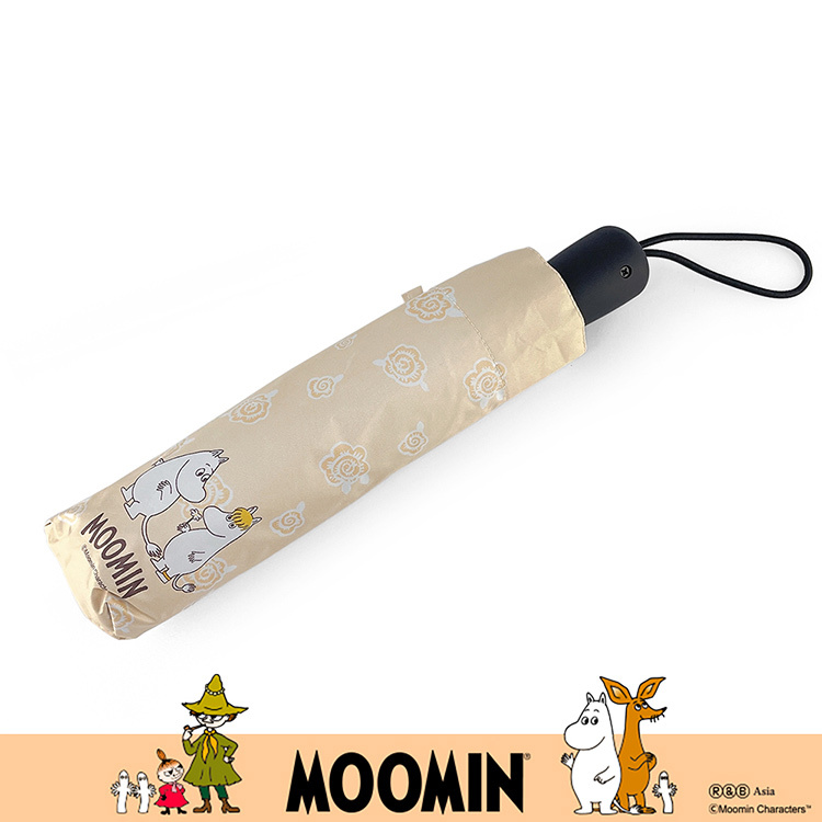 Paidal x Moomin姆明谷 春日花朵滿版自動三摺開收傘-黃
