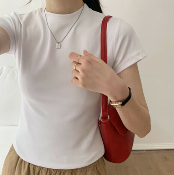 Summer shoulder short sleeve T (white) [Size: S-XL] [Contact customer service to confirm the shipping size after placing an order]