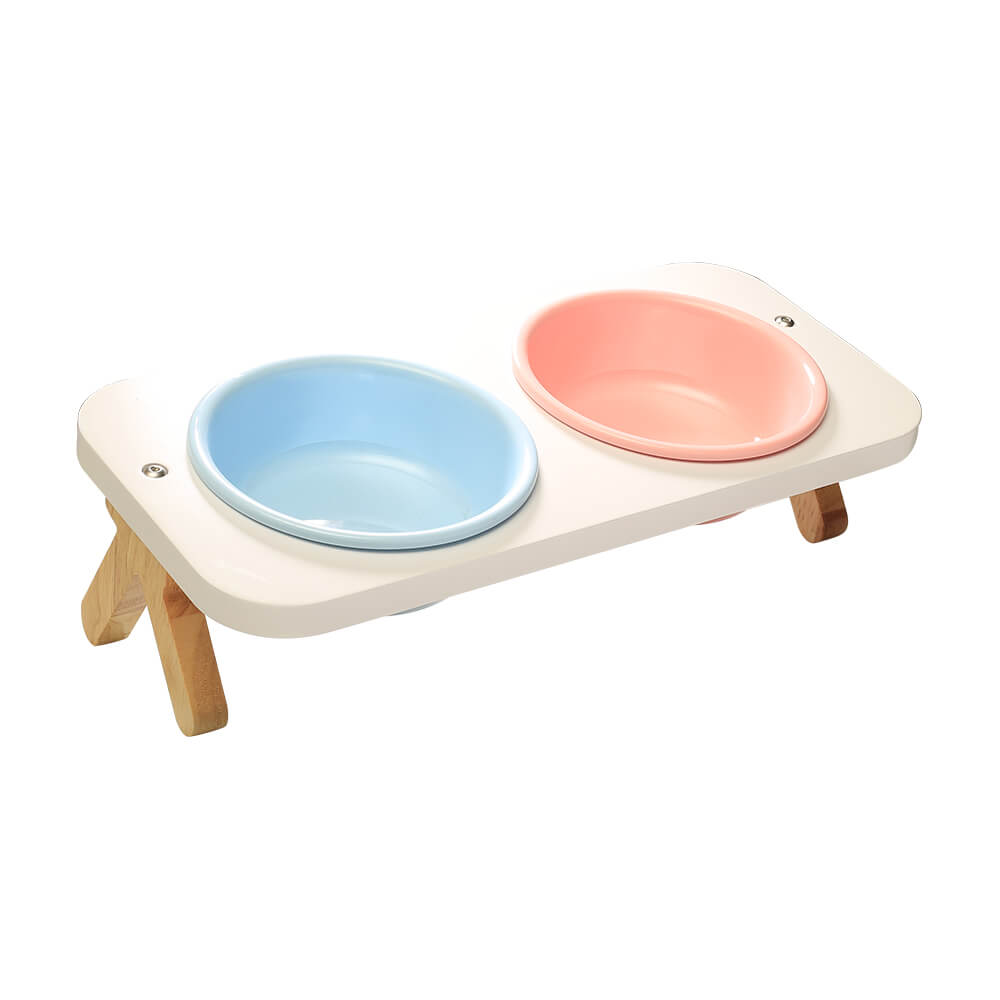 製高叉斜面 雙碗組/單碗組 美耐皿 (寵物碗) (紅藍黃色)