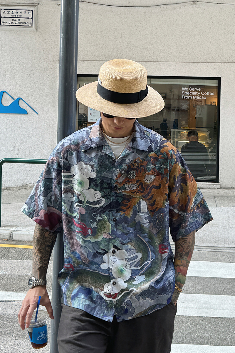 Unbent 24s/s dragon tiger 龍虎古巴領襯衫