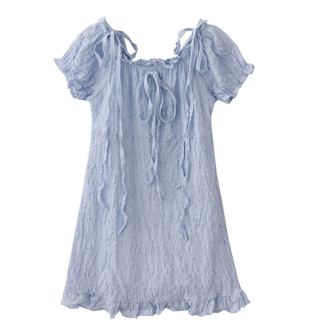 Hot Selling Puff Sleeve Dress [Blue] [One Size Fits All]