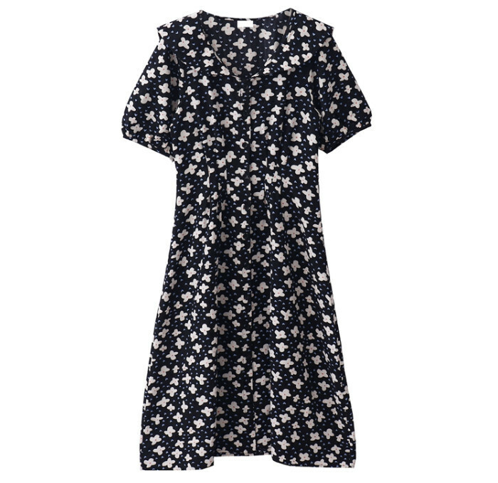 Hot selling small flower dress [black] [Size-L] (please contact customer service to confirm the delivery size after placing the order)