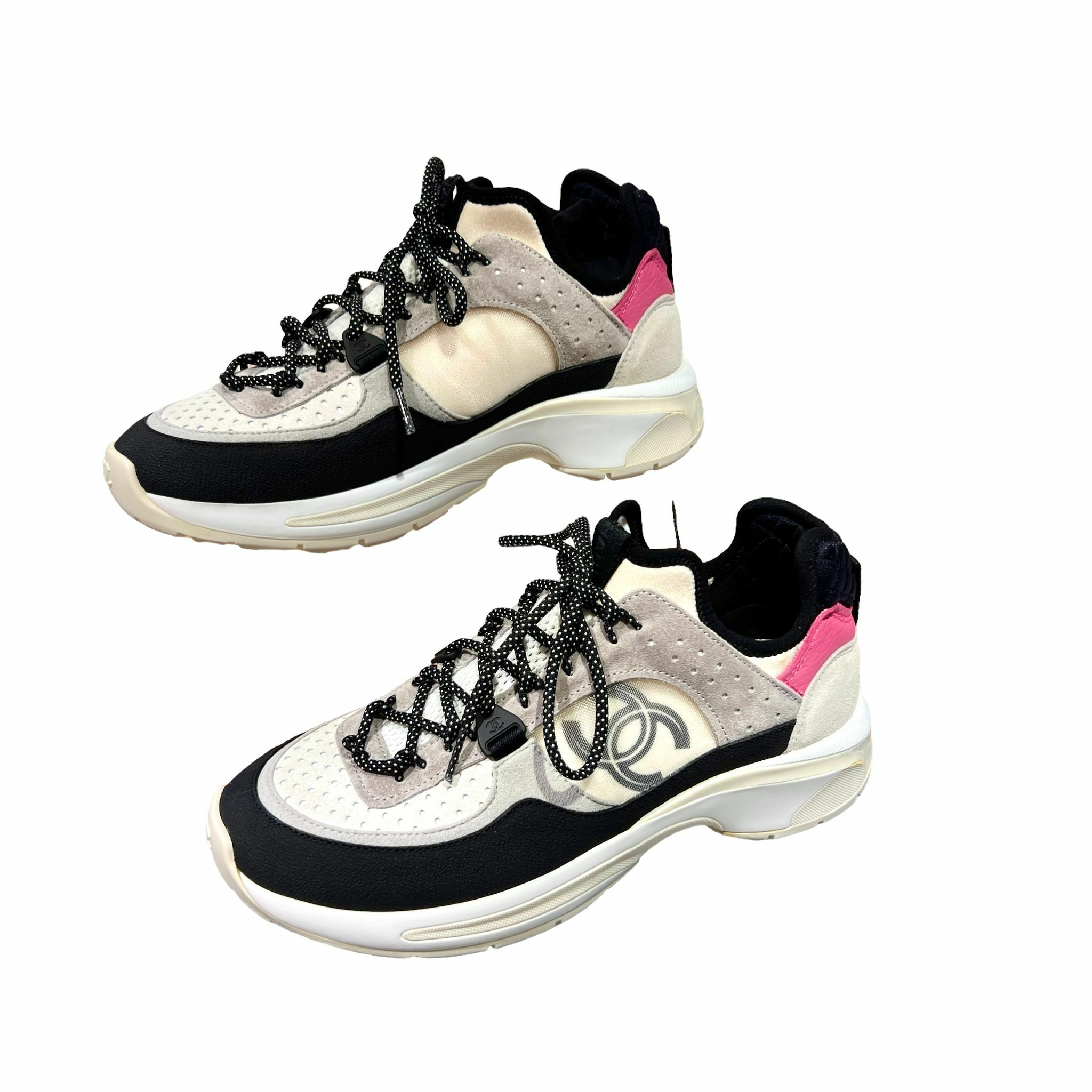 全新CHANEL波鞋37碼 G40193 黑白色牛皮拼灰色麂皮 #BRAND NEW #香榭站正品