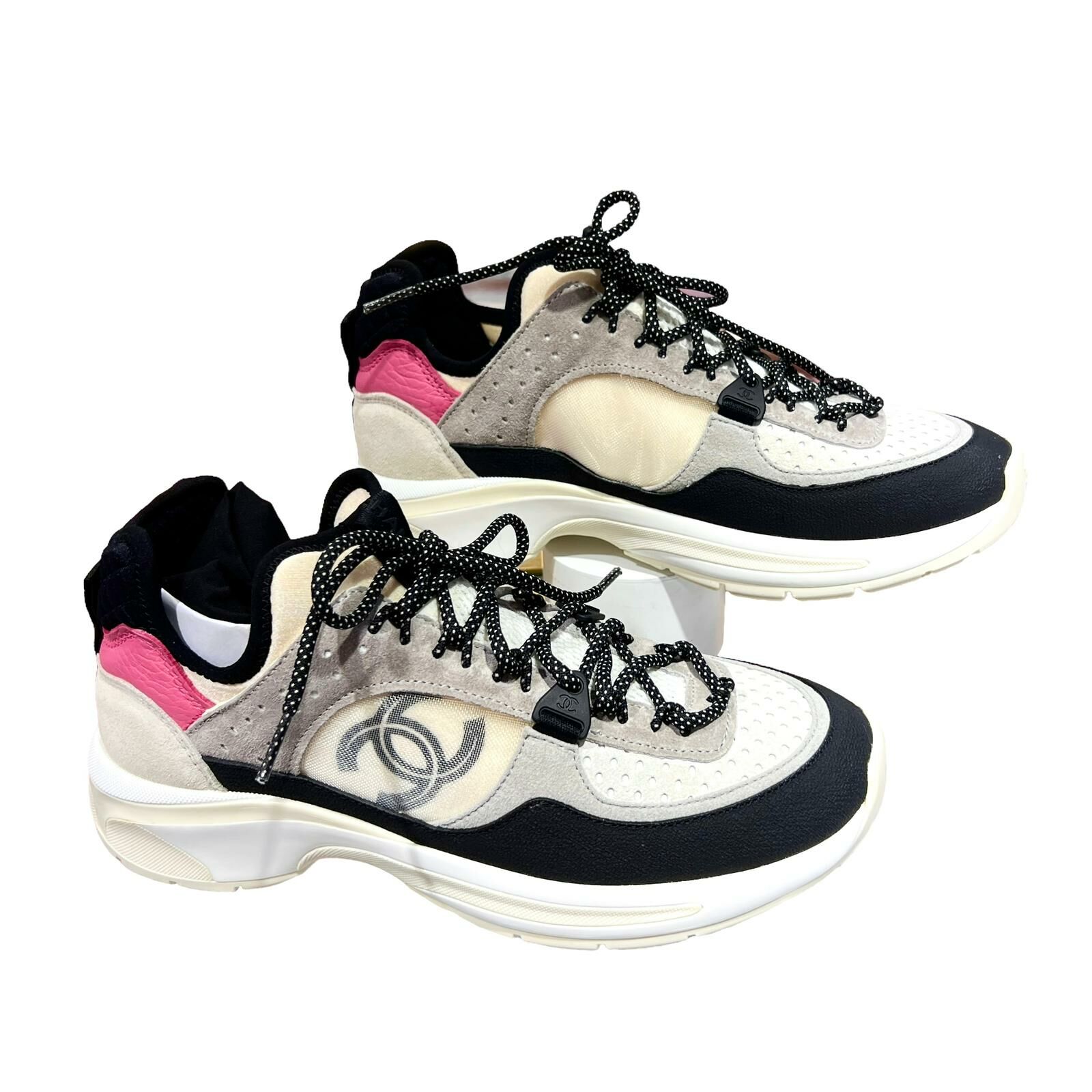 全新CHANEL波鞋37碼 G40193 黑白色牛皮拼灰色麂皮 #BRAND NEW #香榭站正品