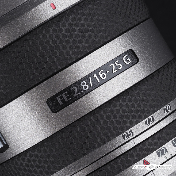 LIFE+GUARD 鏡頭貼膜安裝示意，適用 SONY FE 24-50mm F2.8 G