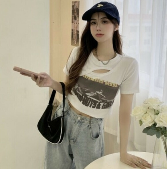 Summer Retro Slim Short Sleeve T (White) [Size: S-XL] [Contact Customer Service to Confirm Shipping Size after Placing an Order]