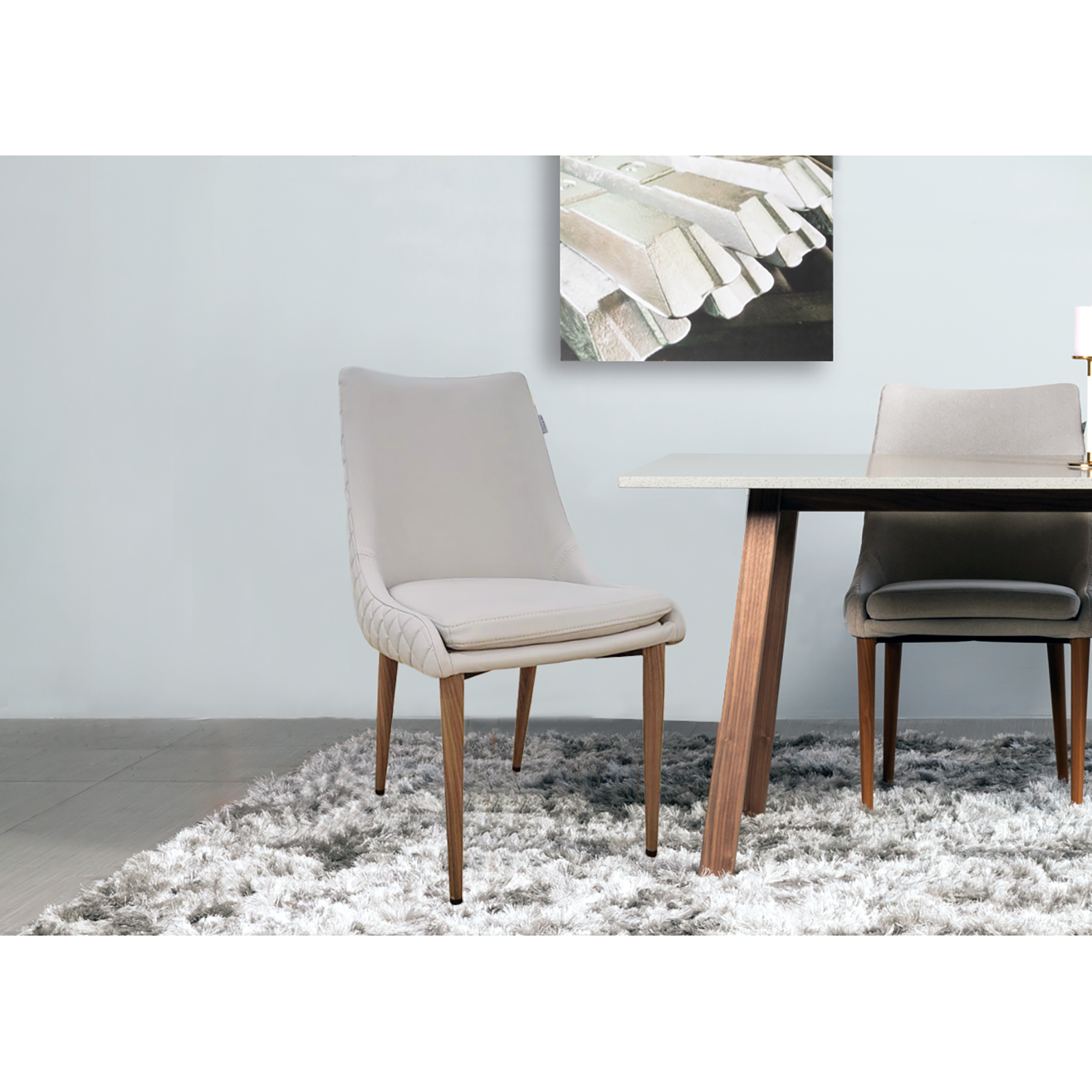 Quilt 高耐磨科技皮餐椅 - 玄米白〔CH265〕