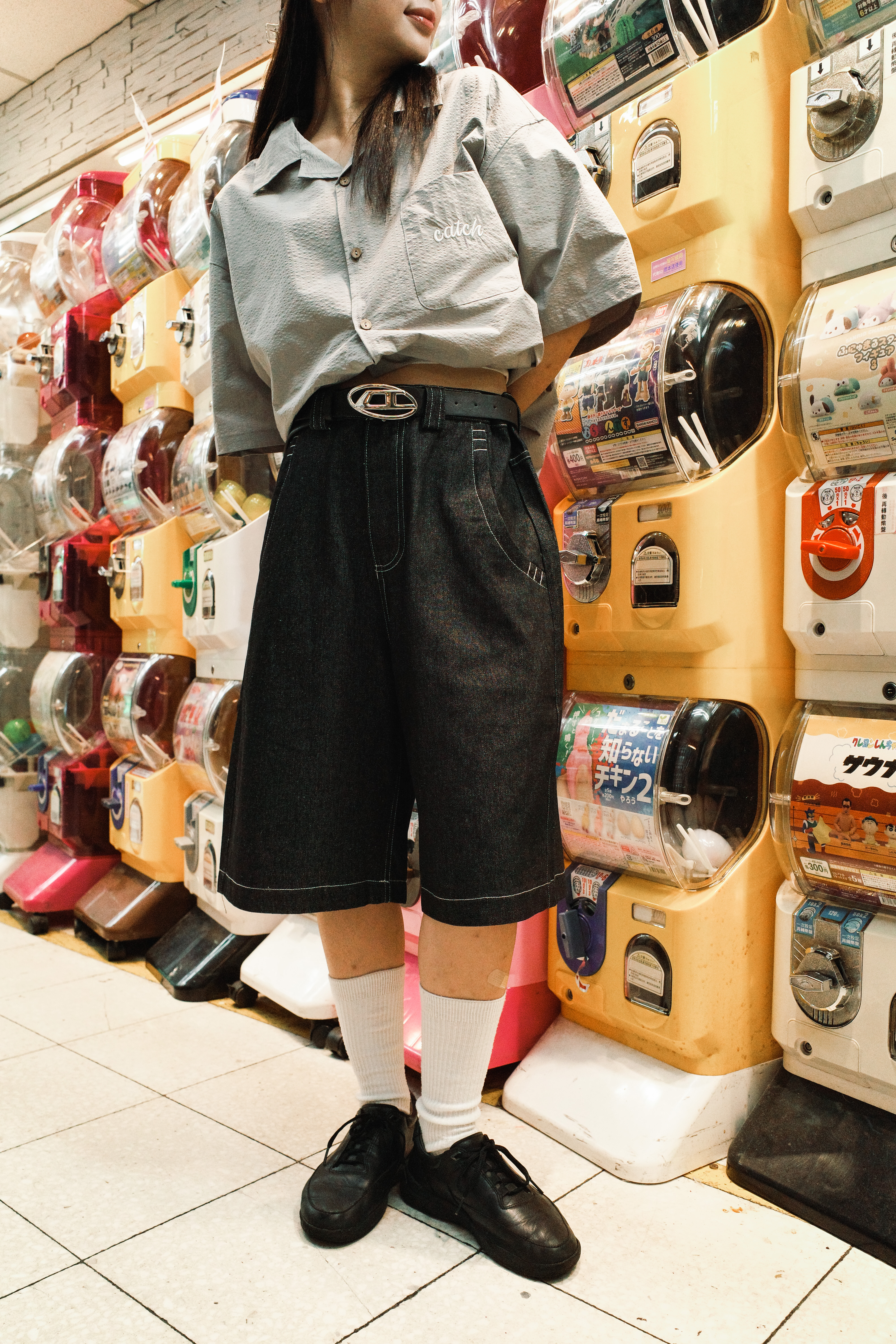 『Always_Good』口袋刺繡 牛仔 六分 短褲