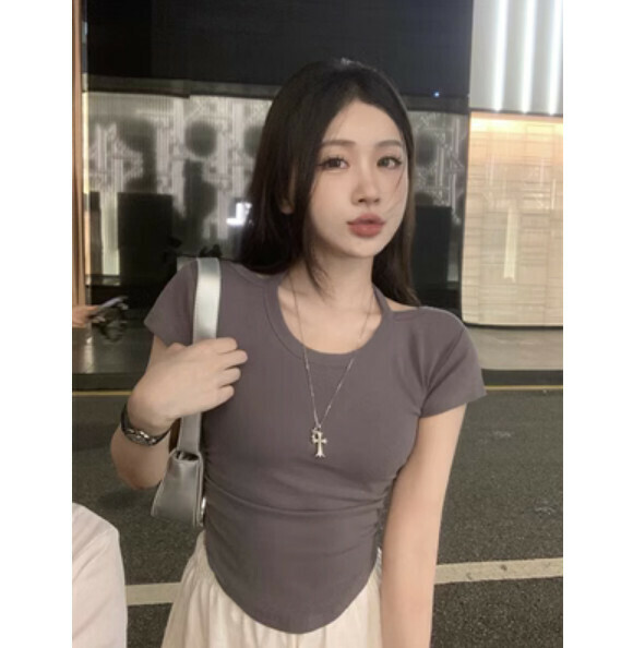 Summer short irregular T (gray) [one size]