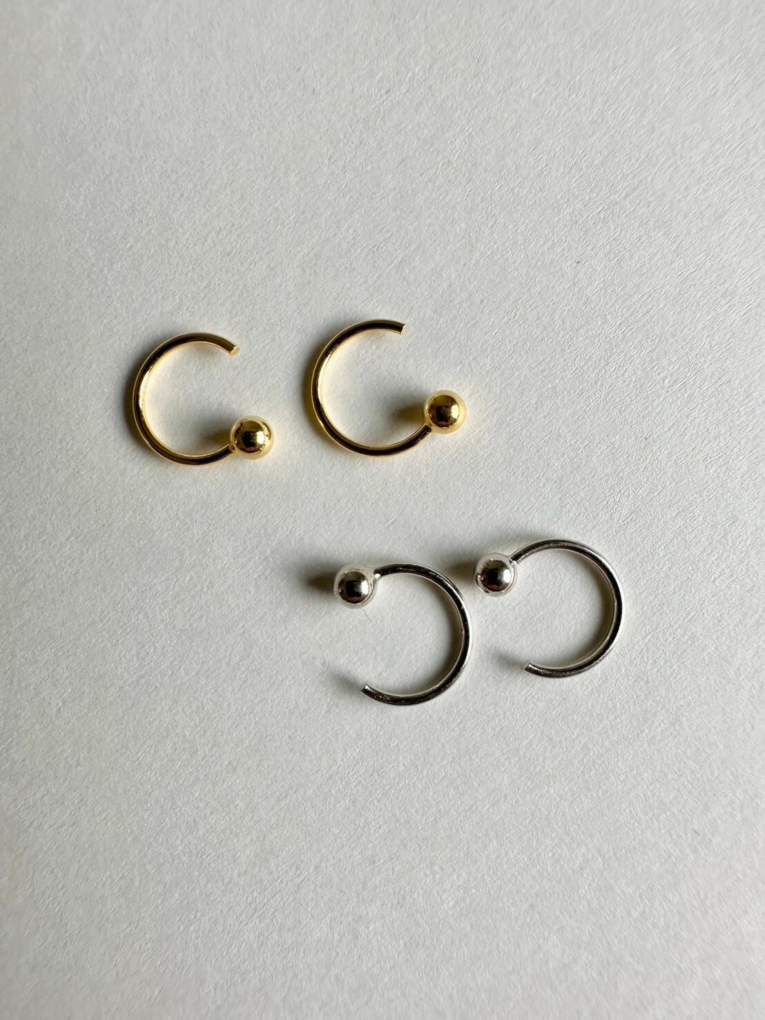 S925 ball open hoop pierce