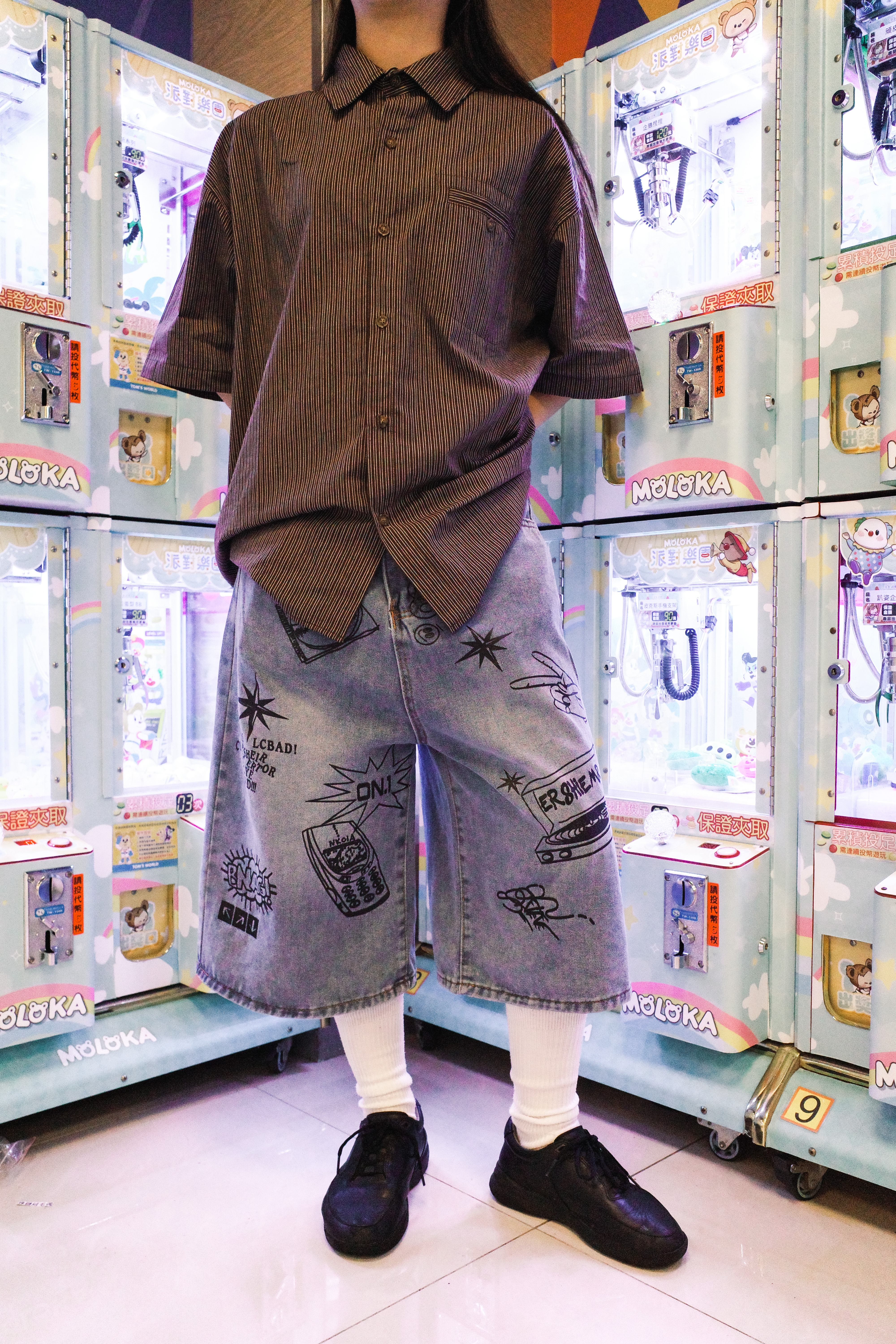 『Always_Good』塗鴉 牛仔 七分 短褲