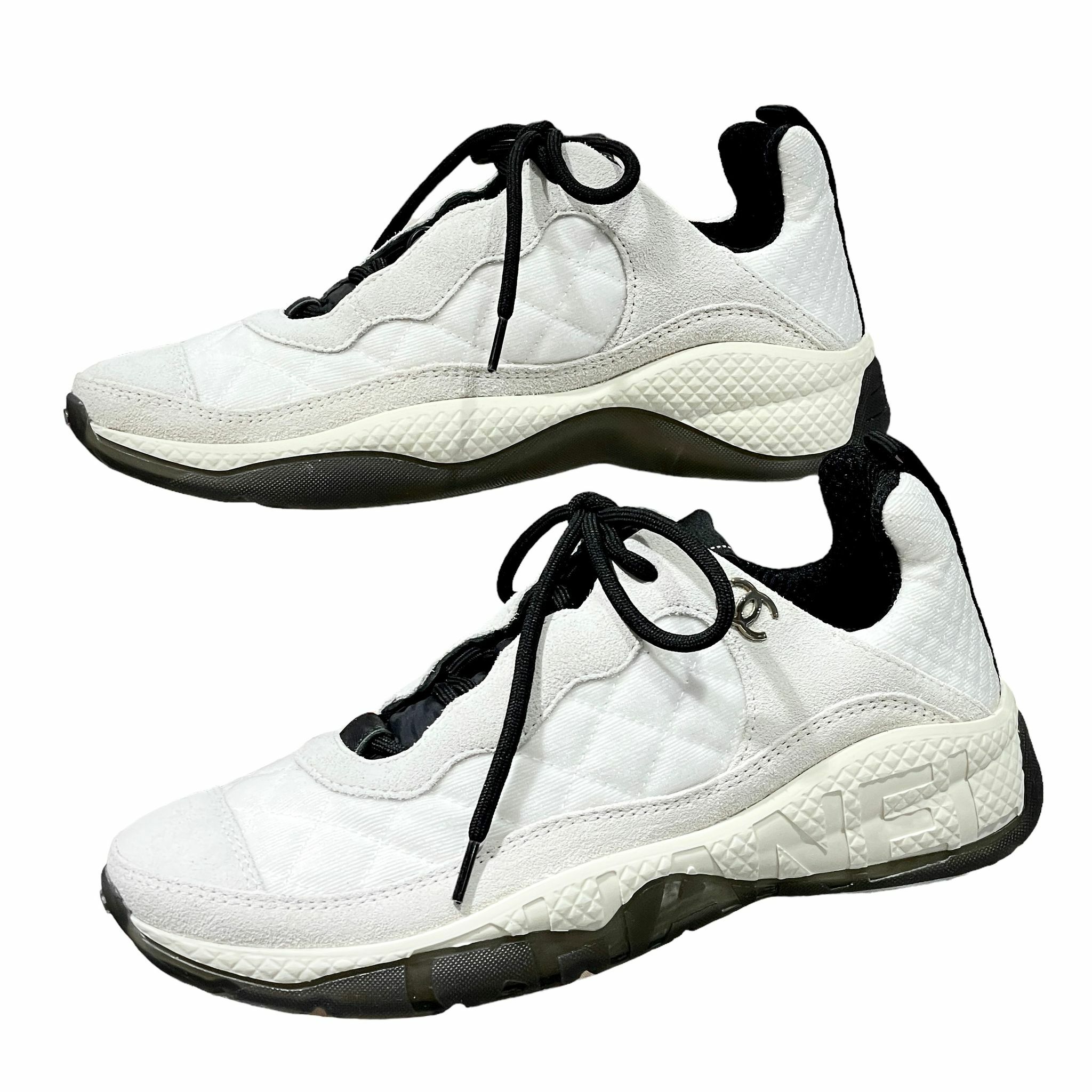 全新CHANEL波鞋37.5碼 G38290 Y55656 K3625 純白拚象牙白/牛皮拼麂皮 #BRAND NEW #香榭站正品